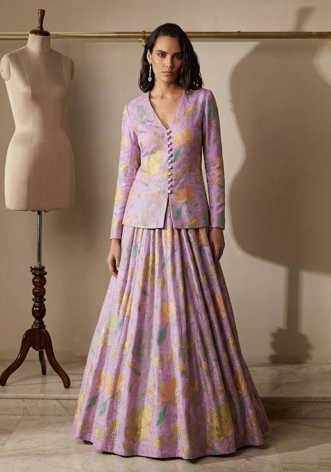 Lilac Purple Printed Fusion Set