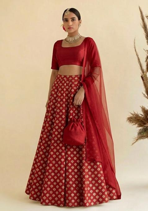 Red Silk Lehenga Set