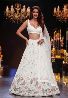 White Embroidered Cosmos Lehenga Set