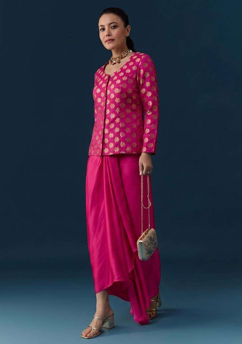 Rani Pink Brocade Fusion Set - Indya