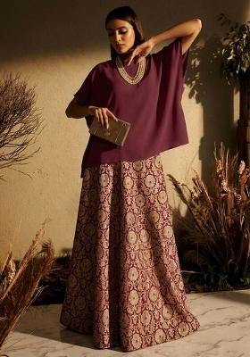 Wine Purple Brocade Fusion Set