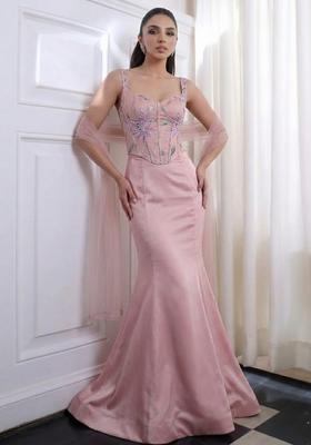 Blush Pink Printed Organza Lehenga Set