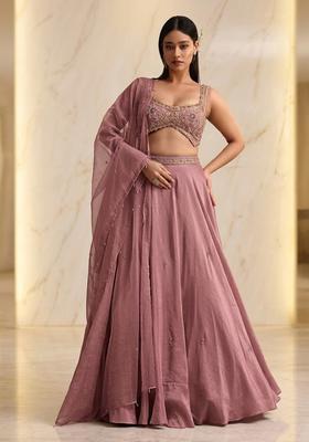 Dusty Pink Embroidered Handwork Lehenga Set