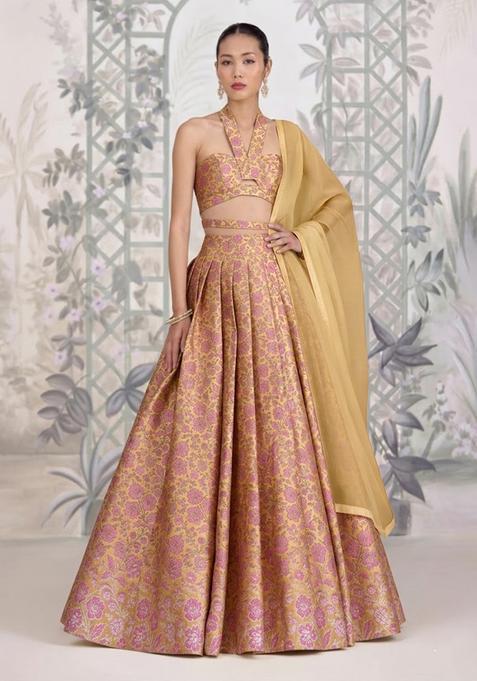 Antique Gold  Silk Lehenga Set