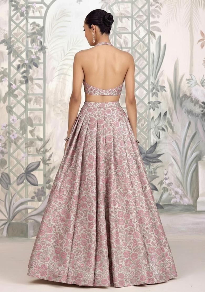 Soft Pink Silk Lehenga Set - Indya