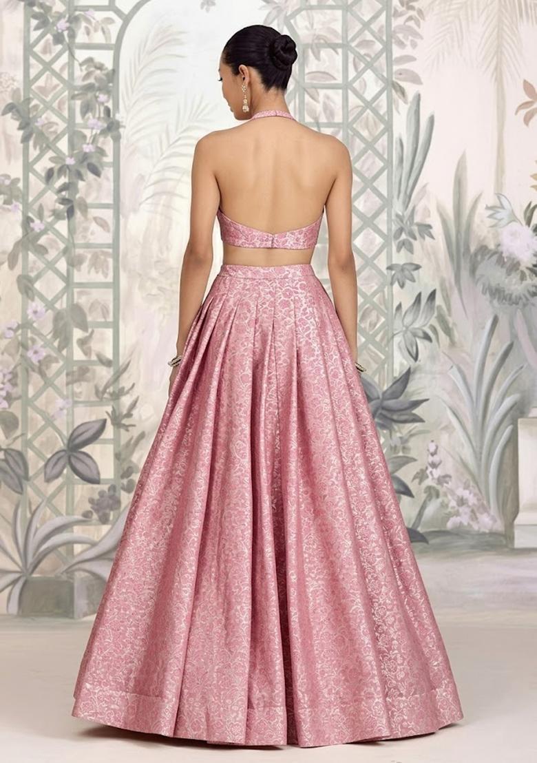 Pink  Silk Lehenga Set - Indya