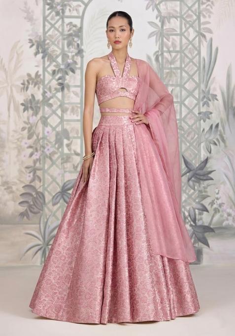 Pink  Silk Lehenga Set