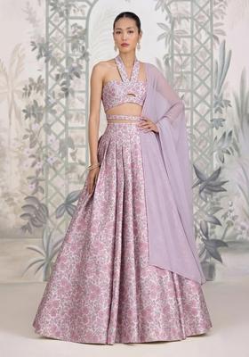 Lilac Silk Lehenga Set