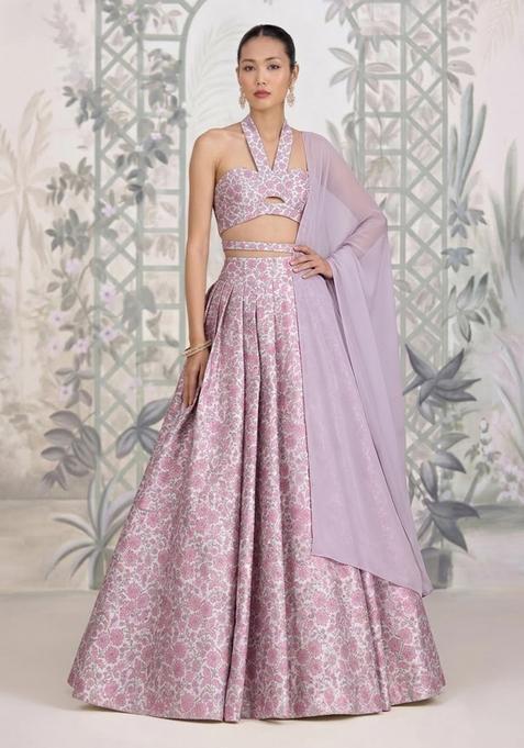 Lilac Silk Lehenga Set