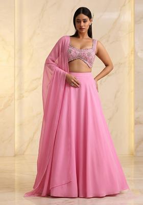 Pink Embroidered Handwork Lehenga Set