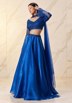 Royal Blue Embroidered Handwork Lehenga Set