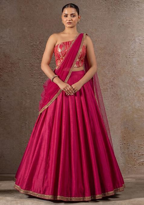 Rani Pink Brocade Lehenga Set