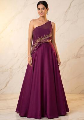 Purple Embroidered Handwork Lehenga Set