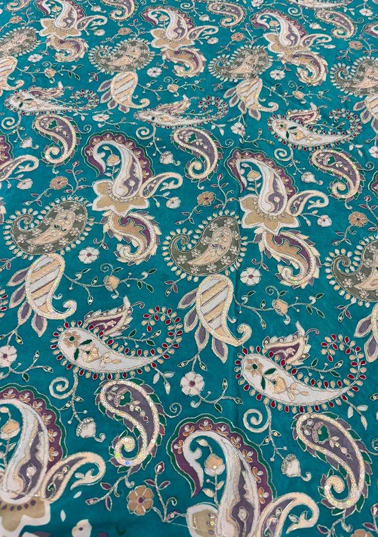 Green Printed Crepe Fusion Set - Indya