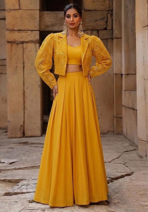 Mustard Mirror Viscose Fusion Set