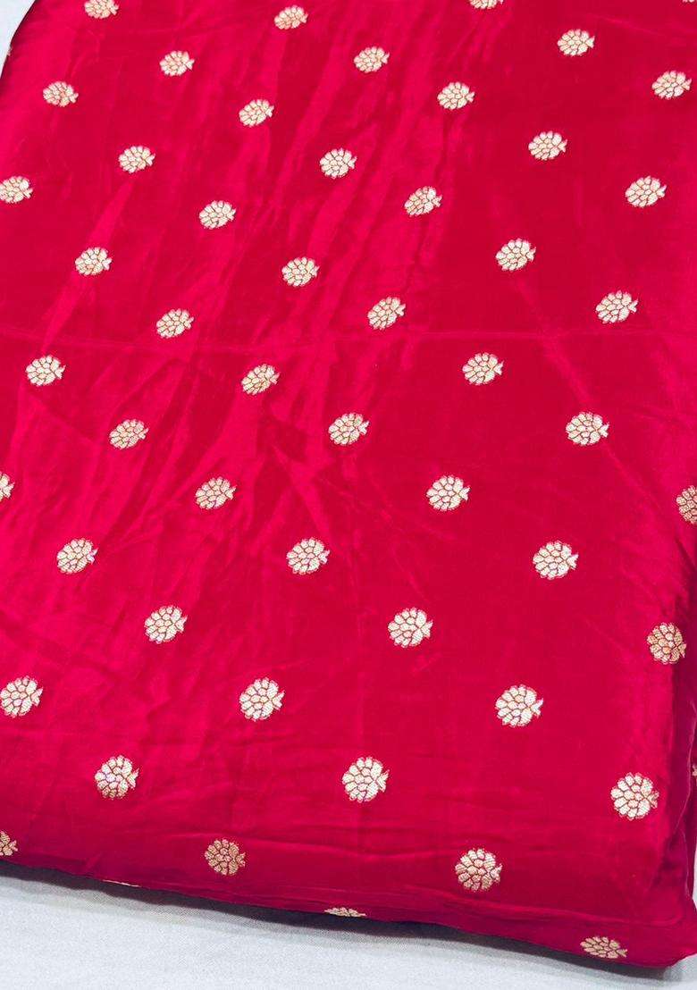 Rani Pink Zari Crepe Lehenga Set - Indya