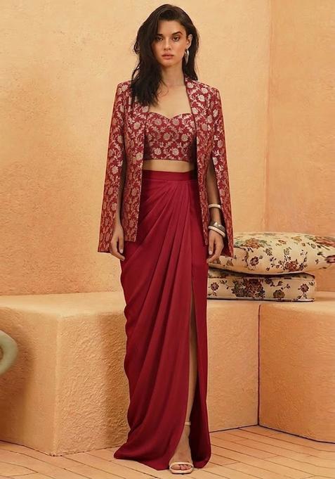 Red Brocade Fusion Set