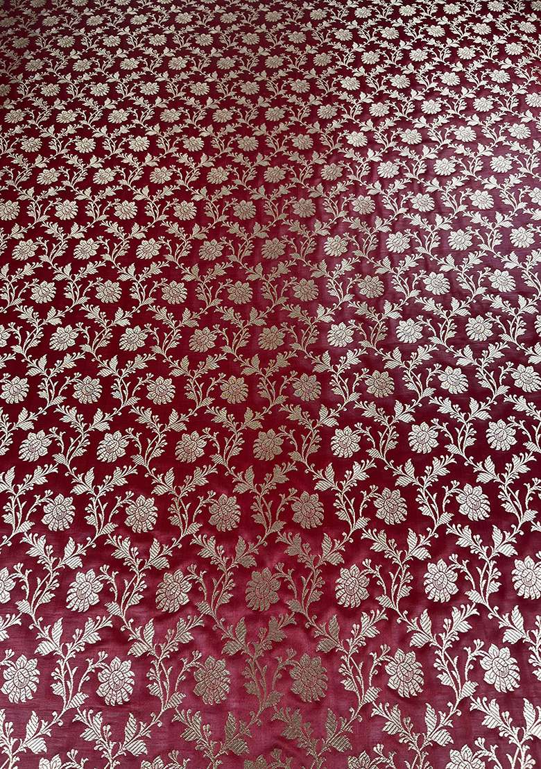 Crimson Red Brocade Lehenga Set - Indya