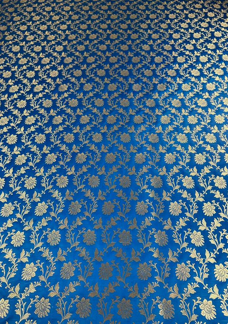 Royal Blue Embroidered Silk Lehenga Set - Indya