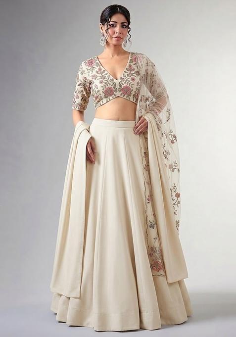 Ivory Sequin Crepe Lehenga Set