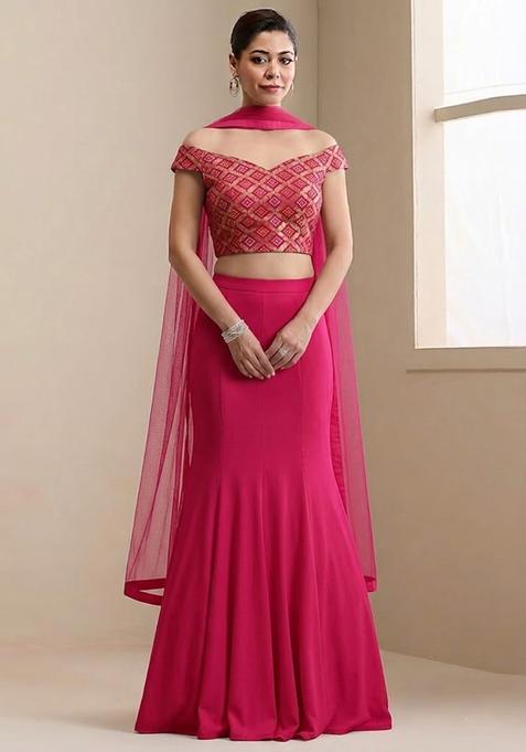Pink Georgette Lehenga Set