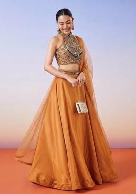 Burnt Orange Handwork Lehenga Set