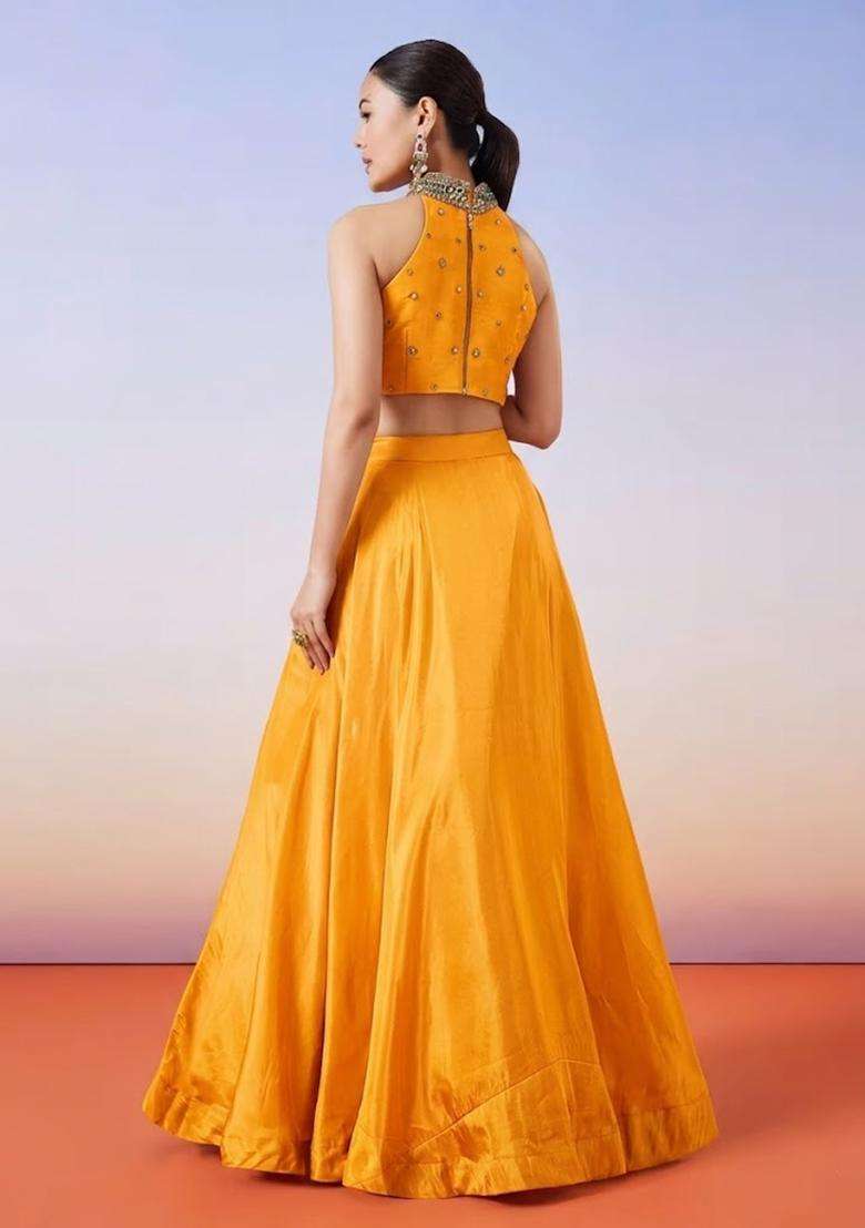 Yellow Handwork Lehenga Set - Indya