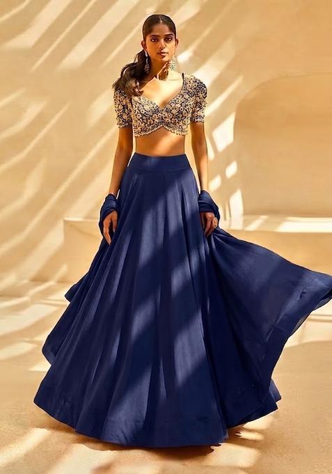 Royal Blue Handwork Lehenga Set