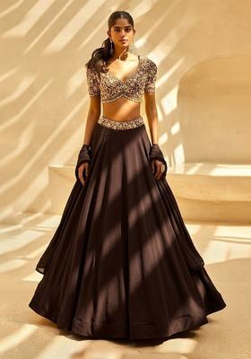 Chocolate Brown Handwork Lehenga Set