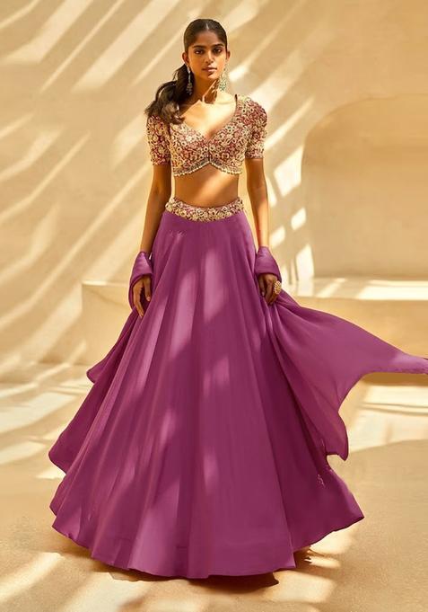 Purple Handwork Lehenga Set