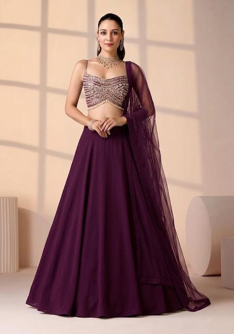 Royal Purple Handwork Lehenga Set