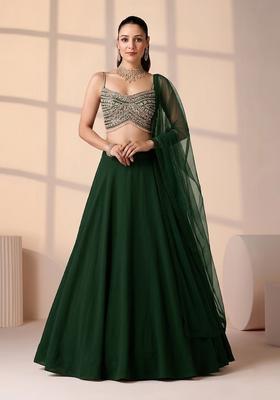 Forest Green Handwork Lehenga Set