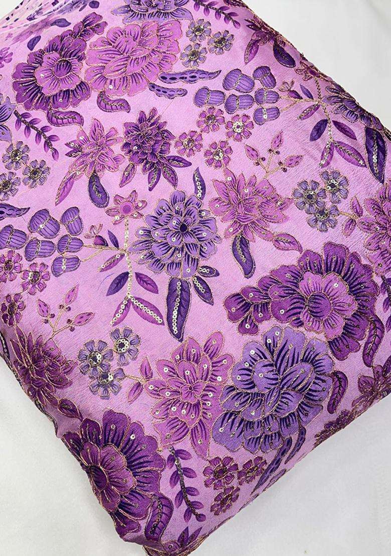 Lavender Purple Printed Chinon Lehenga Set for Diwali and Festive Wear - Indya