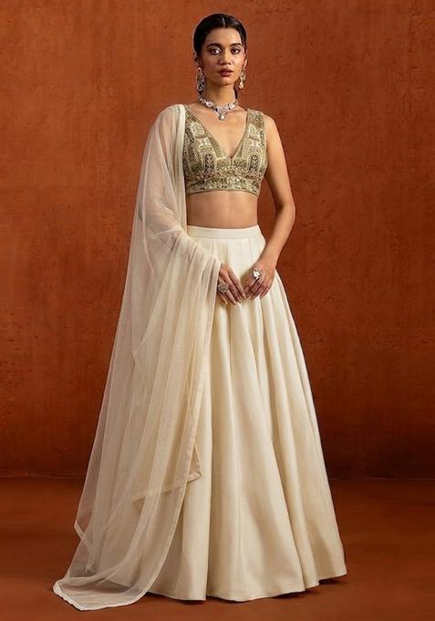 Maroon Printed Crepe Lehenga Set