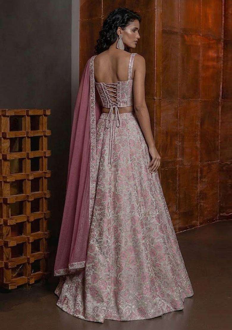 Pink Silk Lehenga Set - Indya