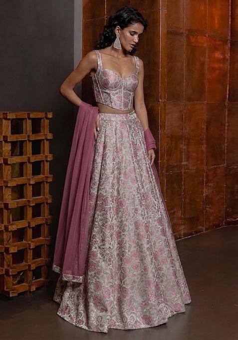 Pink Silk Lehenga Set