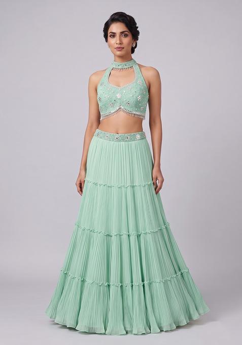 Yellow Embroidered Handwork Lehenga Set