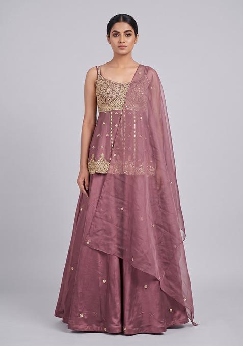 Pink Embroidered Handwork Lehenga Set