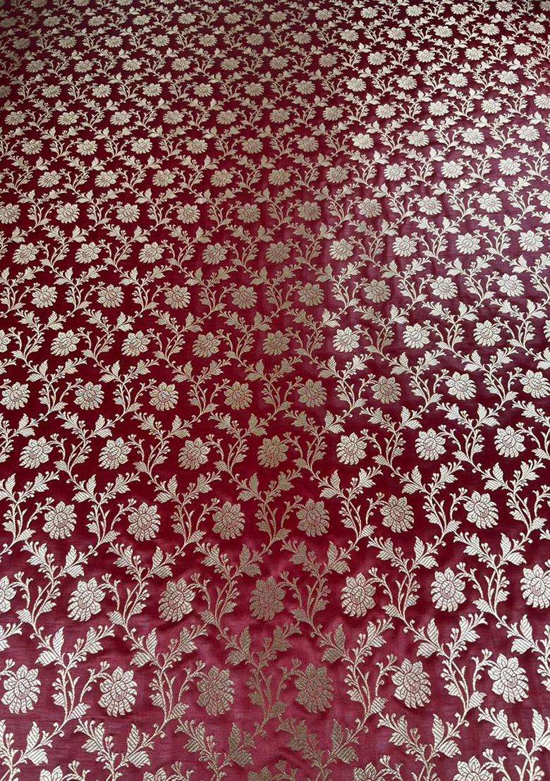 Deep Maroon Jacquard Silk Blend Lehenga Set for Diwali and Festive Wear - Indya