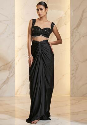 Black Embroidered Handwork Fusion Set