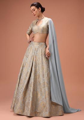 Grey Silk Lehenga Set