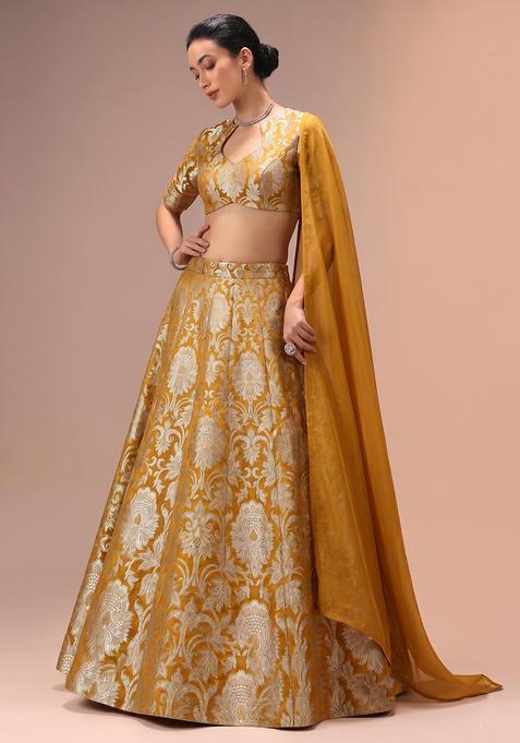 Mustard Silk Lehenga Set