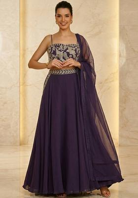 Purple Embroidered Handwork Lehenga Set