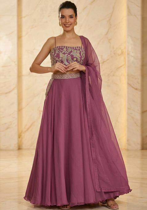 Pink Embroidered Handwork Lehenga Set