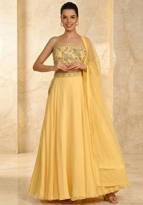 Yellow Embroidered Handwork Lehenga Set