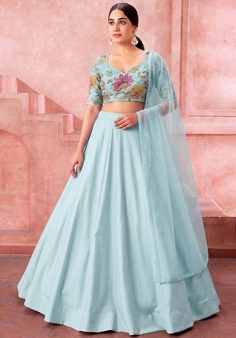 Powder Blue Organza Lehenga Set