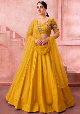 Turmeric Yellow Organza Lehenga Set