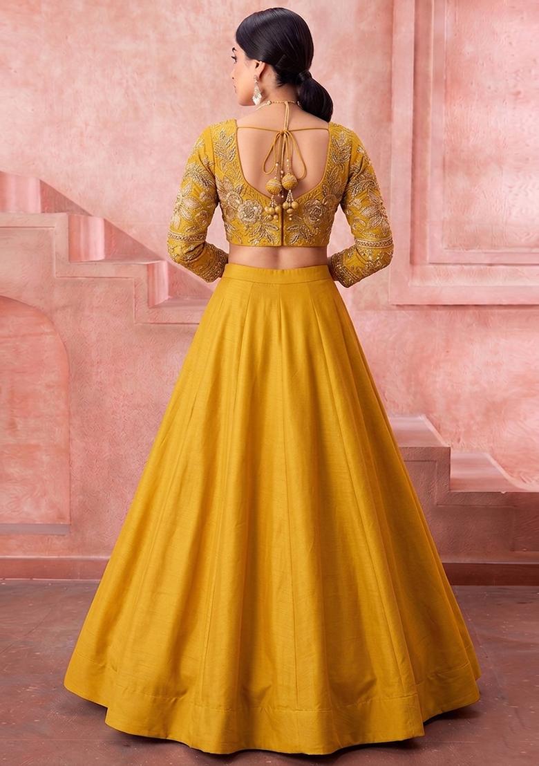 Turmeric Yellow Organza Lehenga Set - Indya