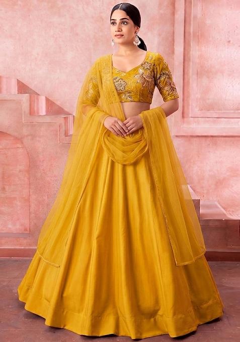 Turmeric Yellow Organza Lehenga Set