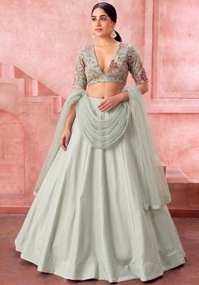 Mint Green Organza Lehenga Set